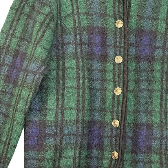 Vintage Green Wool Tartan Cardigan | Size L - Picture 5 of 7